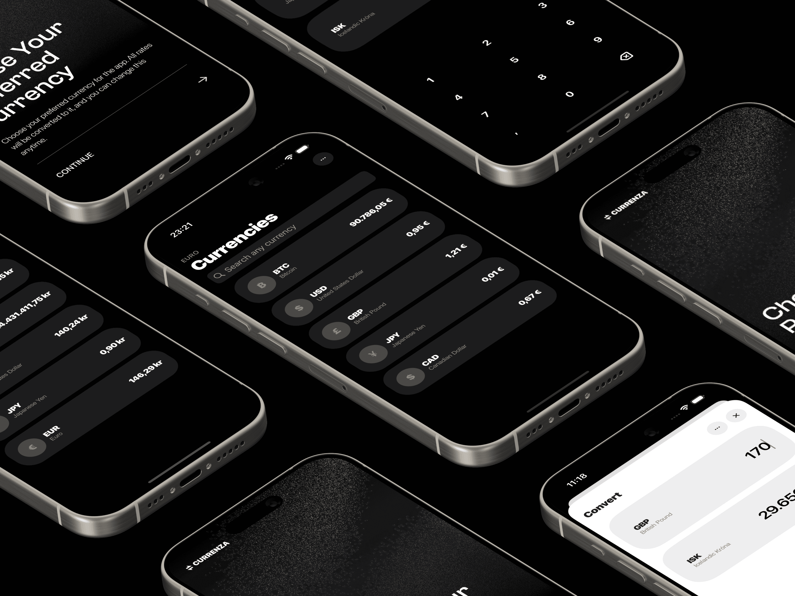 Currenza: Einfalt app til að fylgjast með gengi gjaldmiðla í rauntíma.